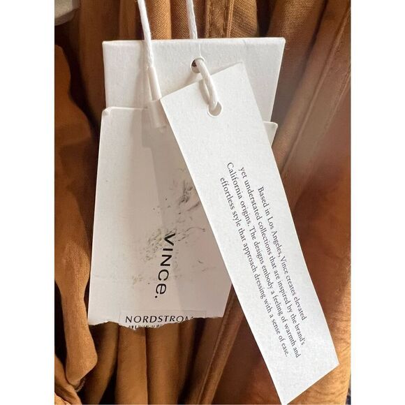 Vince Women's Braid Trim Flutter Sleeve Wrap Dress in Copper NWT Size XL - Picture 6 of 7